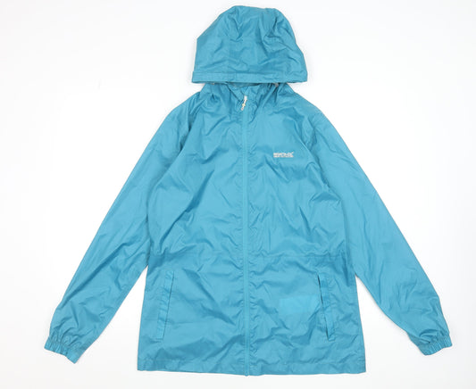 Regatta Women Blue Waterproof Hooded Rain Jacket Size 14