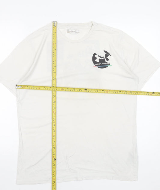 Under Armour Men's White Graphic Sports T-Shirt L Relaxed Fit