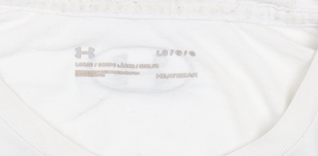 Under Armour Men's White Graphic Sports T-Shirt L Relaxed Fit