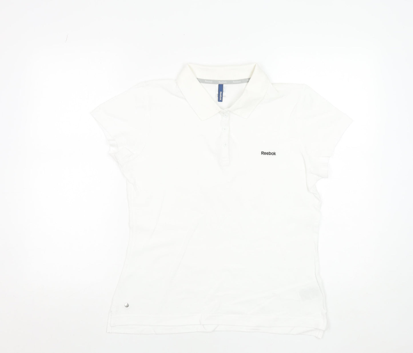 Reebok Women's White Polo Shirt Size 14 Short Sleeve Cotton