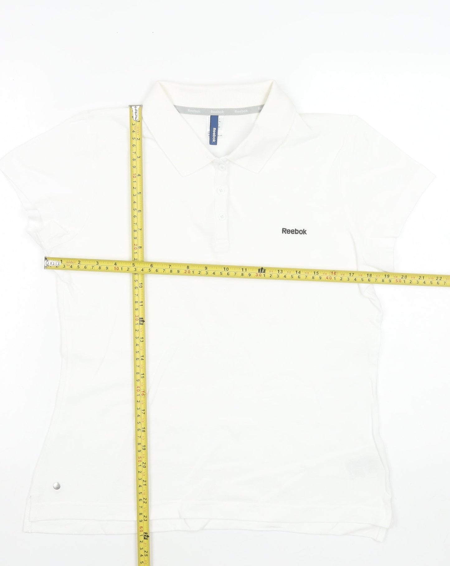 Reebok Women's White Polo Shirt Size 14 Short Sleeve Cotton