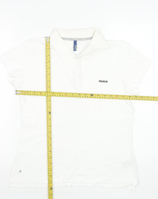 Reebok Women's White Polo Shirt Size 14 Short Sleeve Cotton