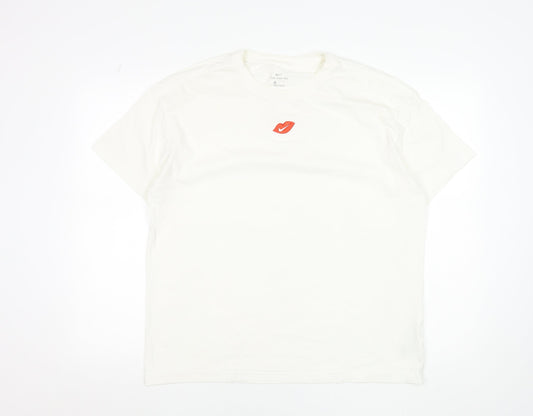 Nike Men's White L Graphic Logo Cotton Crew Neck T-Shirt
