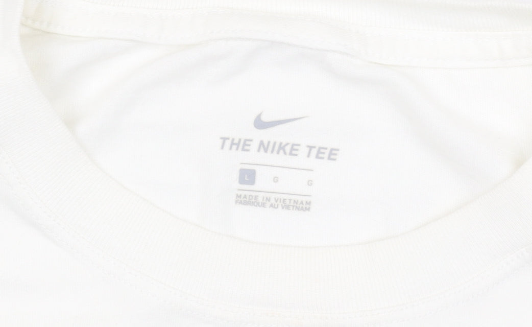 Nike Men's White L Graphic Logo Cotton Crew Neck T-Shirt