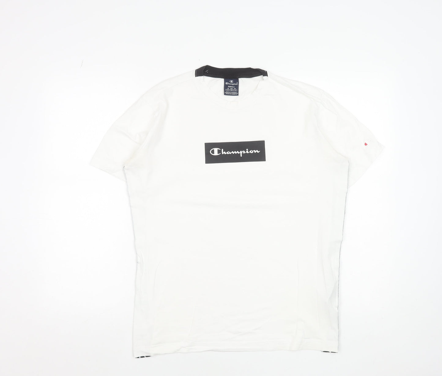 Champion Men's White Small Logo Graphic Short Sleeve T-Shirt