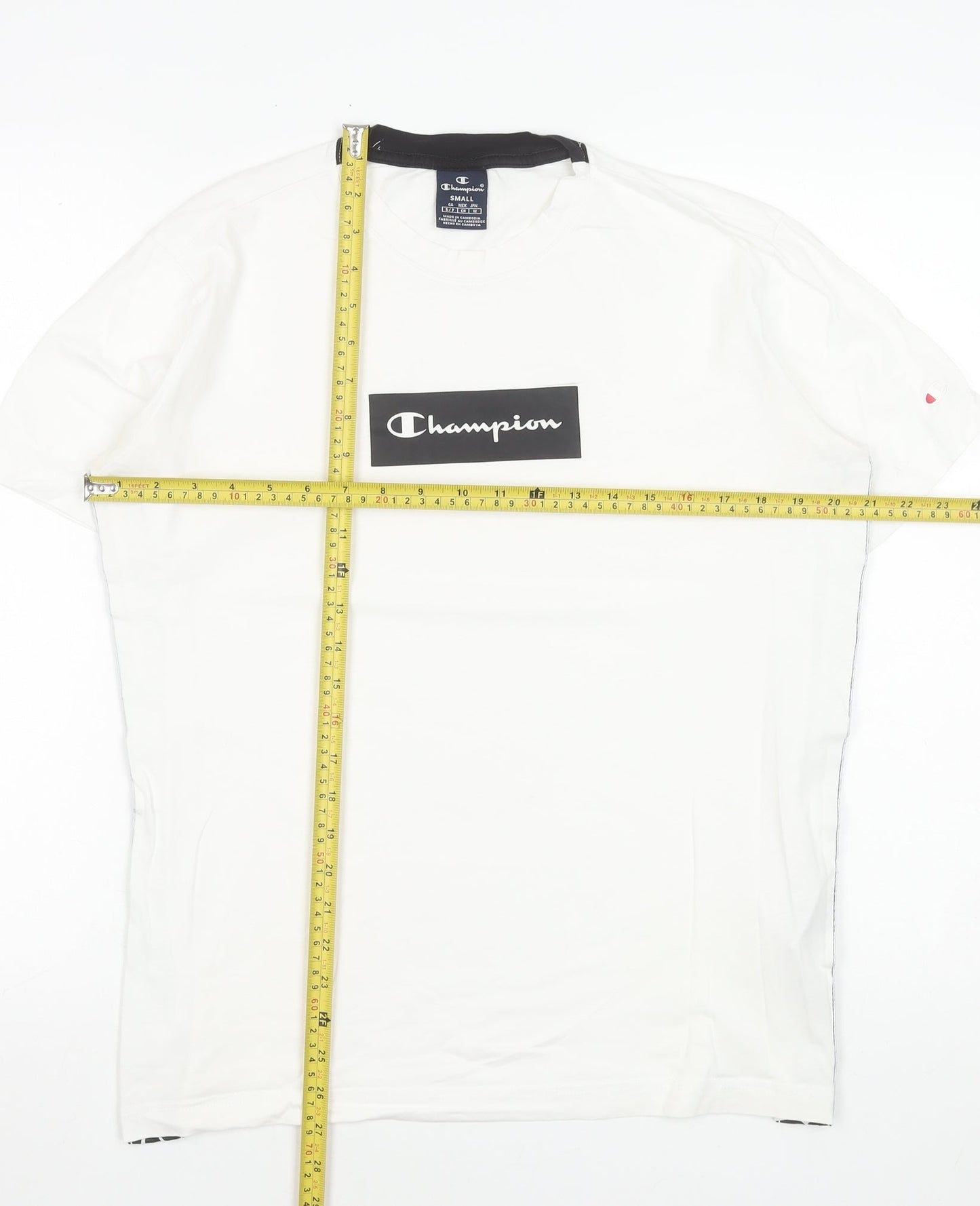 Champion Men's White Small Logo Graphic Short Sleeve T-Shirt
