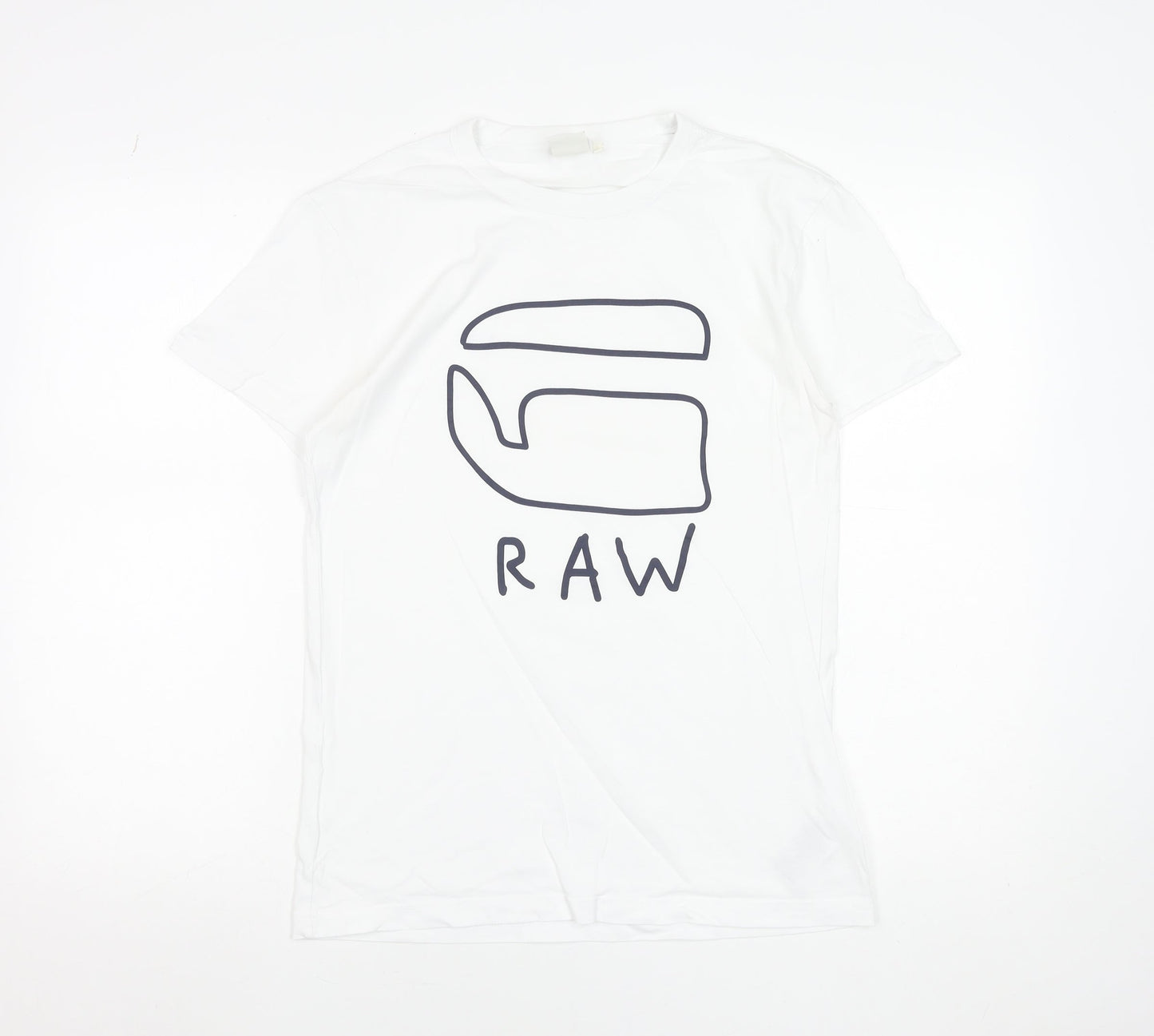 G-Star RAW Men's White Cotton Graphic Logo T-Shirt Size S
