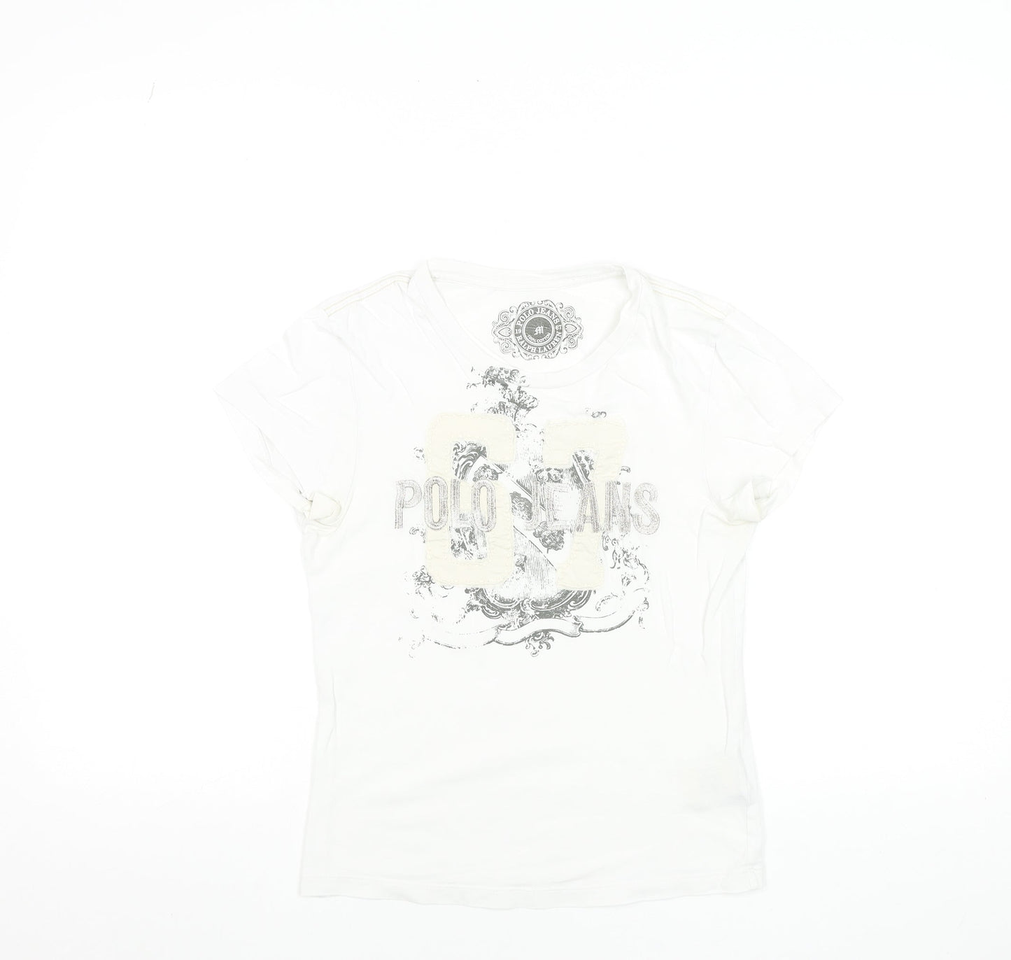 Ralph Lauren Polo Jeans Womens White V-Neck Cotton T-Shirt M