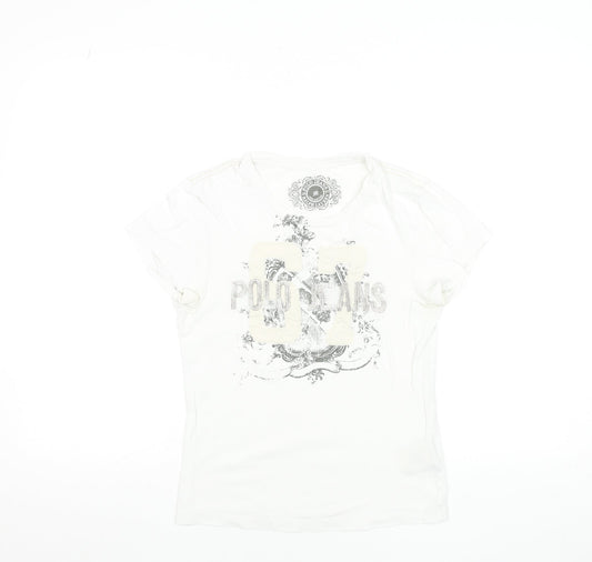 Ralph Lauren Polo Jeans Womens White V-Neck Cotton T-Shirt M