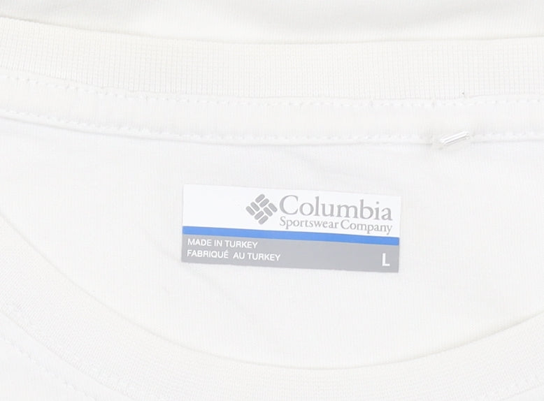 Columbia Men's White Crew Neck Graphic Print Cotton T-Shirt Size L