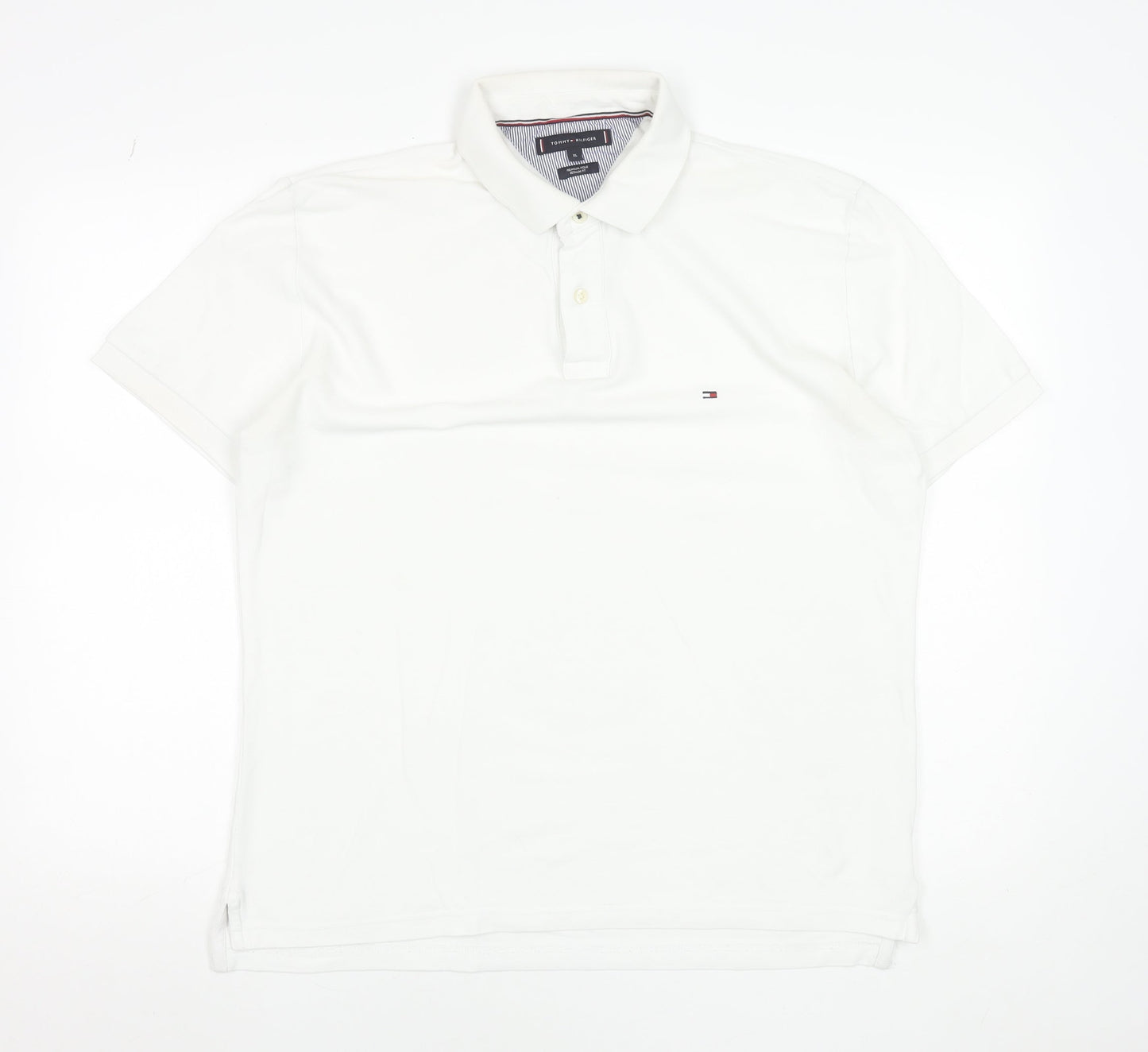 Tommy Hilfiger Men's White XL Regular Fit Cotton Polo Shirt