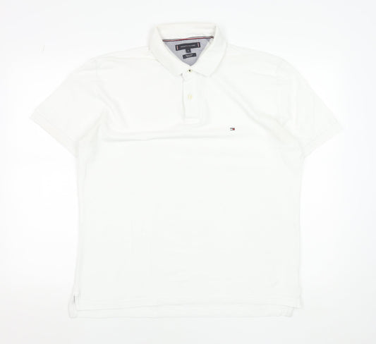 Tommy Hilfiger Men's White XL Regular Fit Cotton Polo Shirt