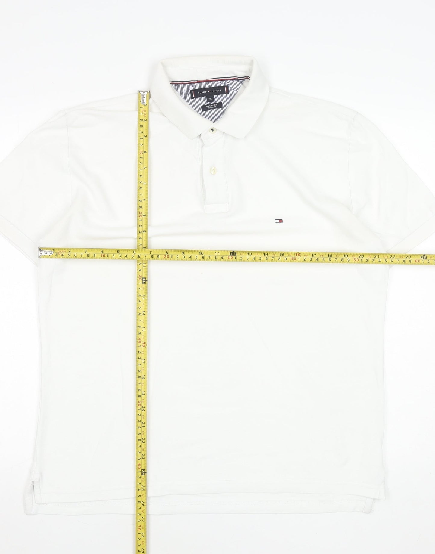 Tommy Hilfiger Men's White XL Regular Fit Cotton Polo Shirt
