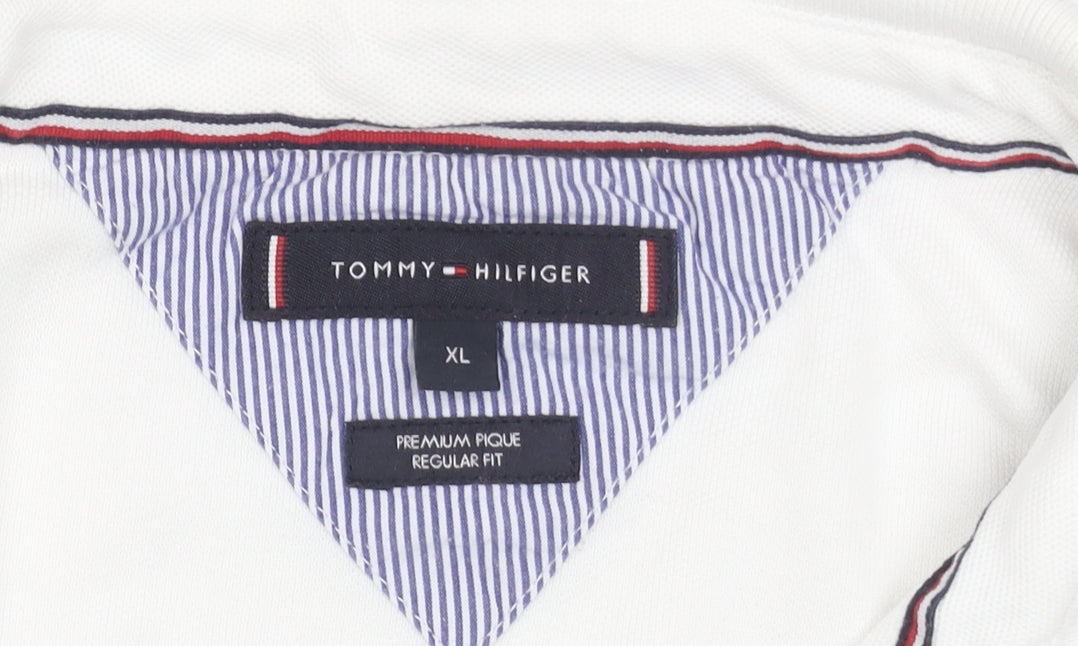 Tommy Hilfiger Men's White XL Regular Fit Cotton Polo Shirt