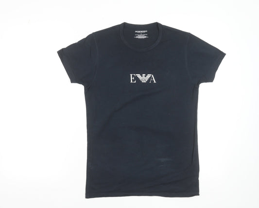 Emporio Armani Women's Black Cotton Slim Fit T-Shirt Size S