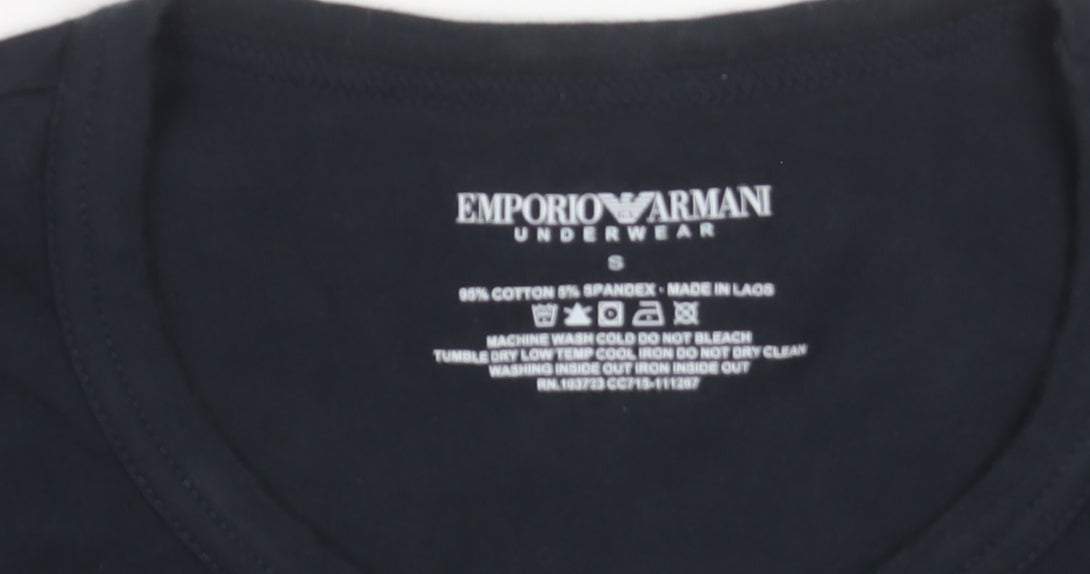 Emporio Armani Women's Black Cotton Slim Fit T-Shirt Size S