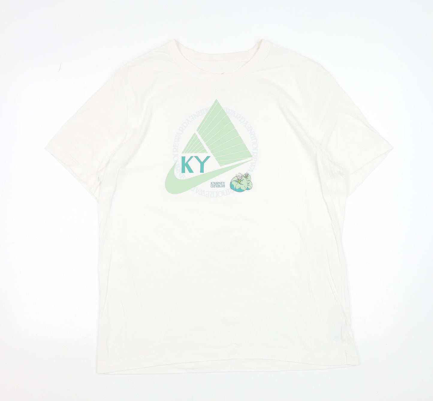 Nike Men's White Dri-FIT Graphic Sports T-Shirt L Regular Fit