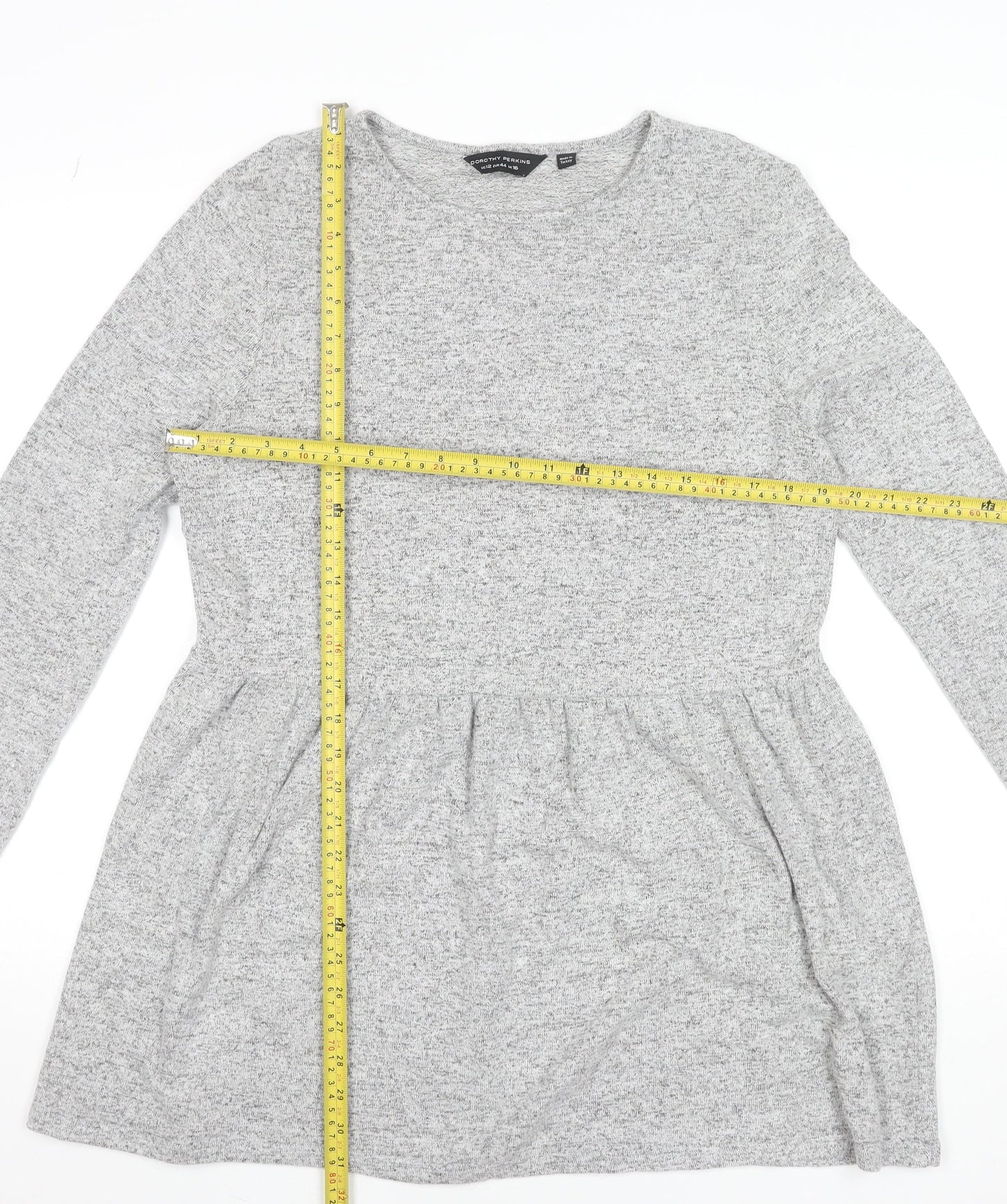 Dorothy Perkins Women’s Grey Long Sleeve Tunic Top UK 16