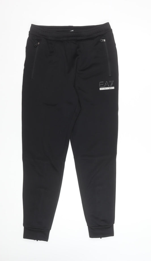Emporio Armani EA7 Mens Black Joggers Size S Polyester Sweatpants