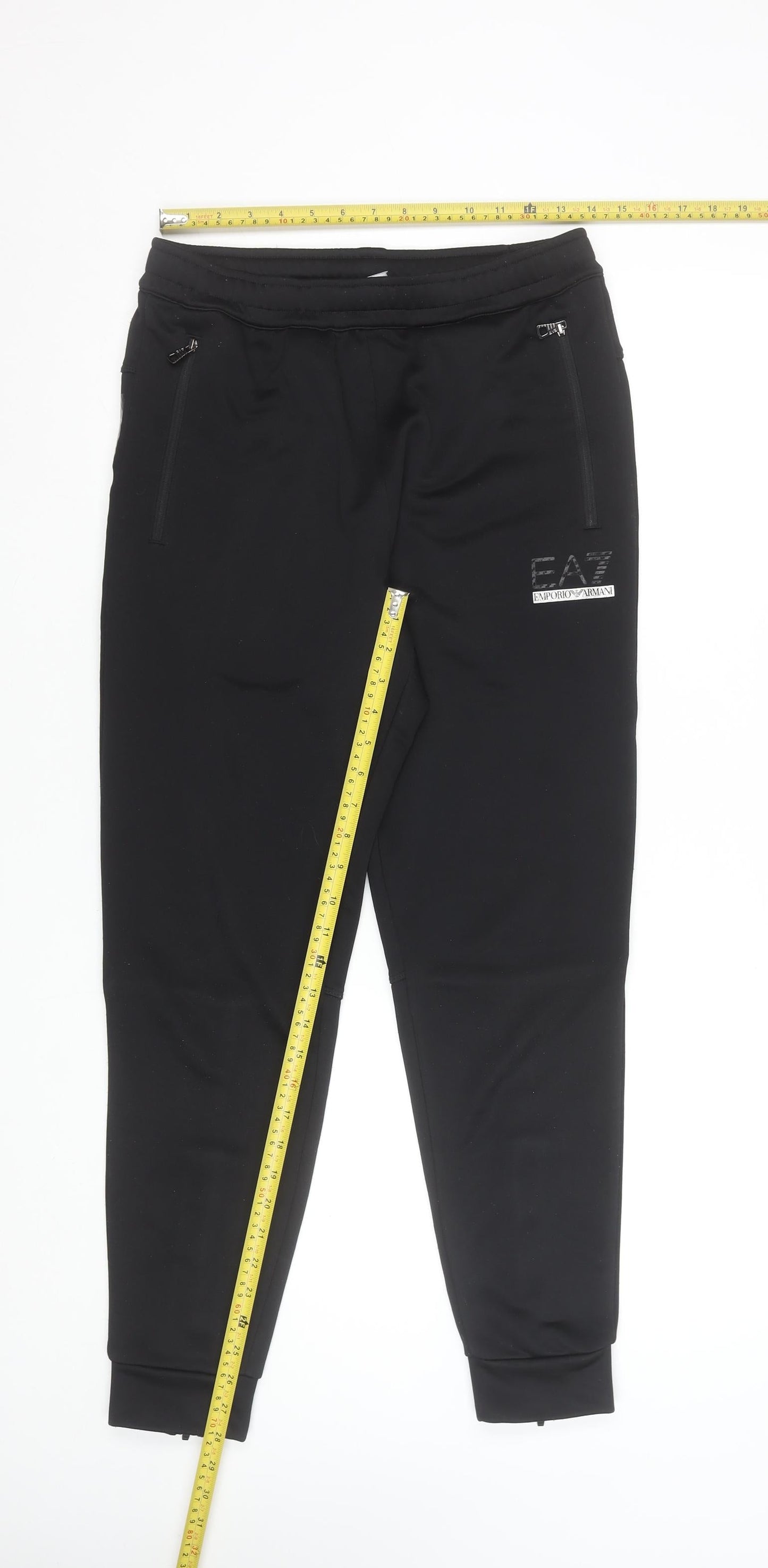 Emporio Armani EA7 Mens Black Joggers Size S Polyester Sweatpants