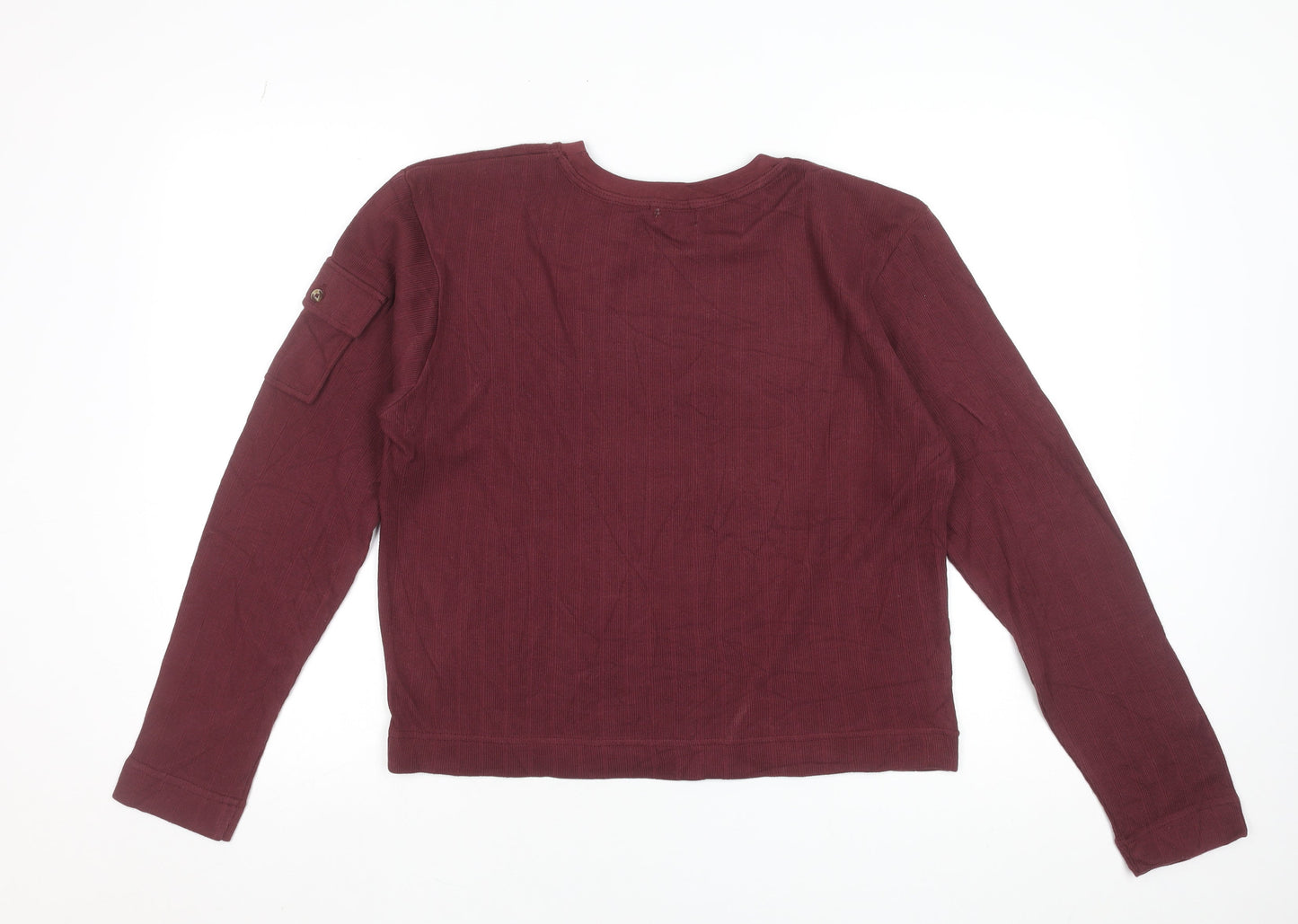 KISS Women's Red Cotton Long Sleeve Crew Neck Basic T-Shirt M