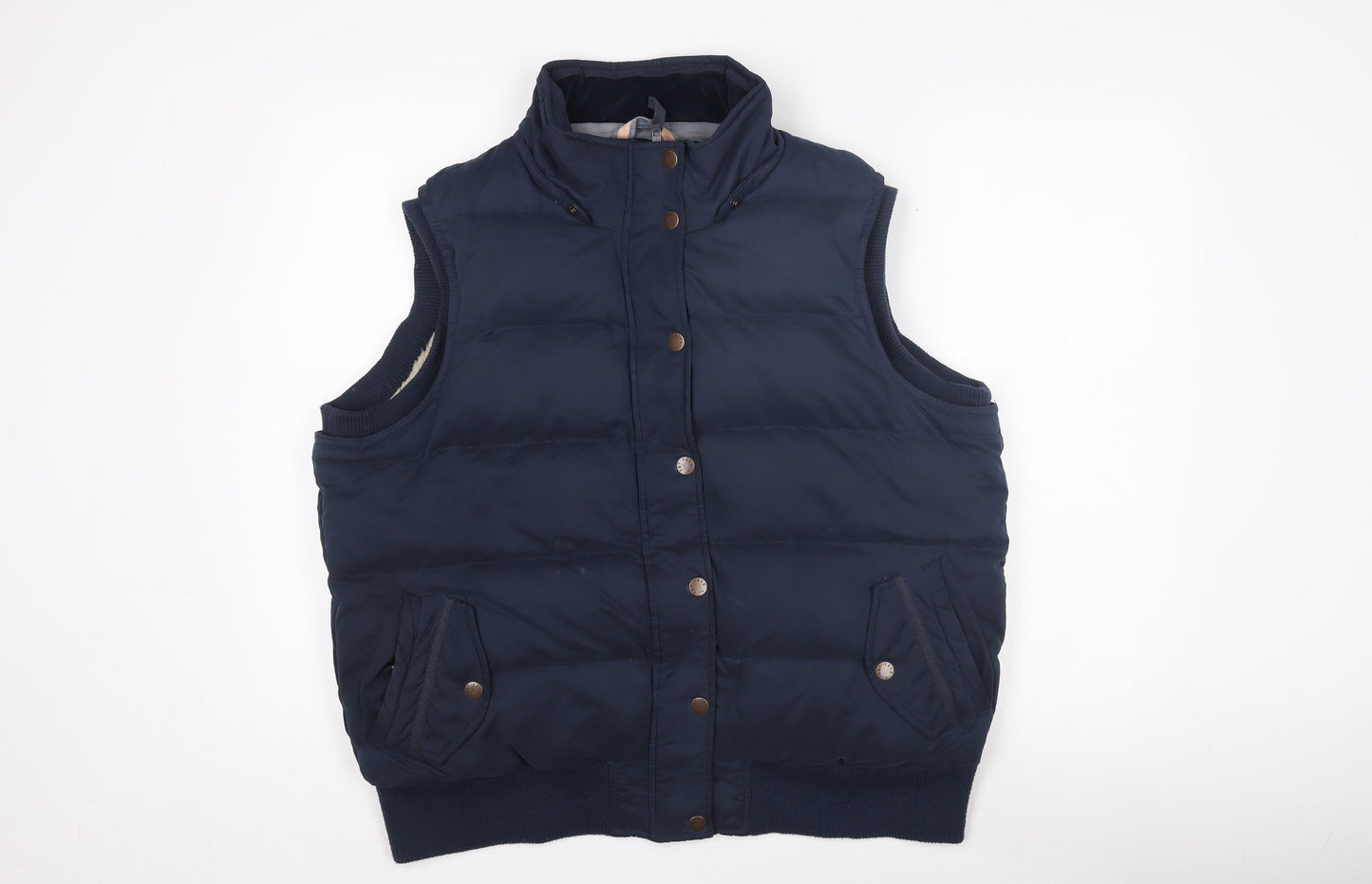 Fat Face Women's Blue Puffer Waistcoat Gilet Size 18 Lined Down Filled