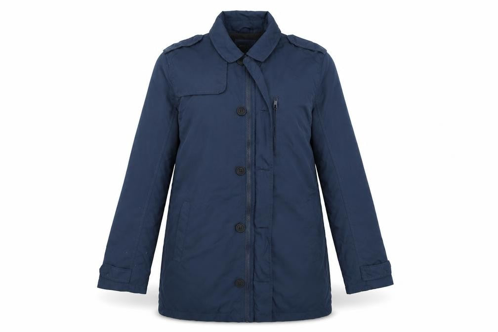 Brave Soul Women's Blue Mid-Length Overcoat Lined Zip Button L