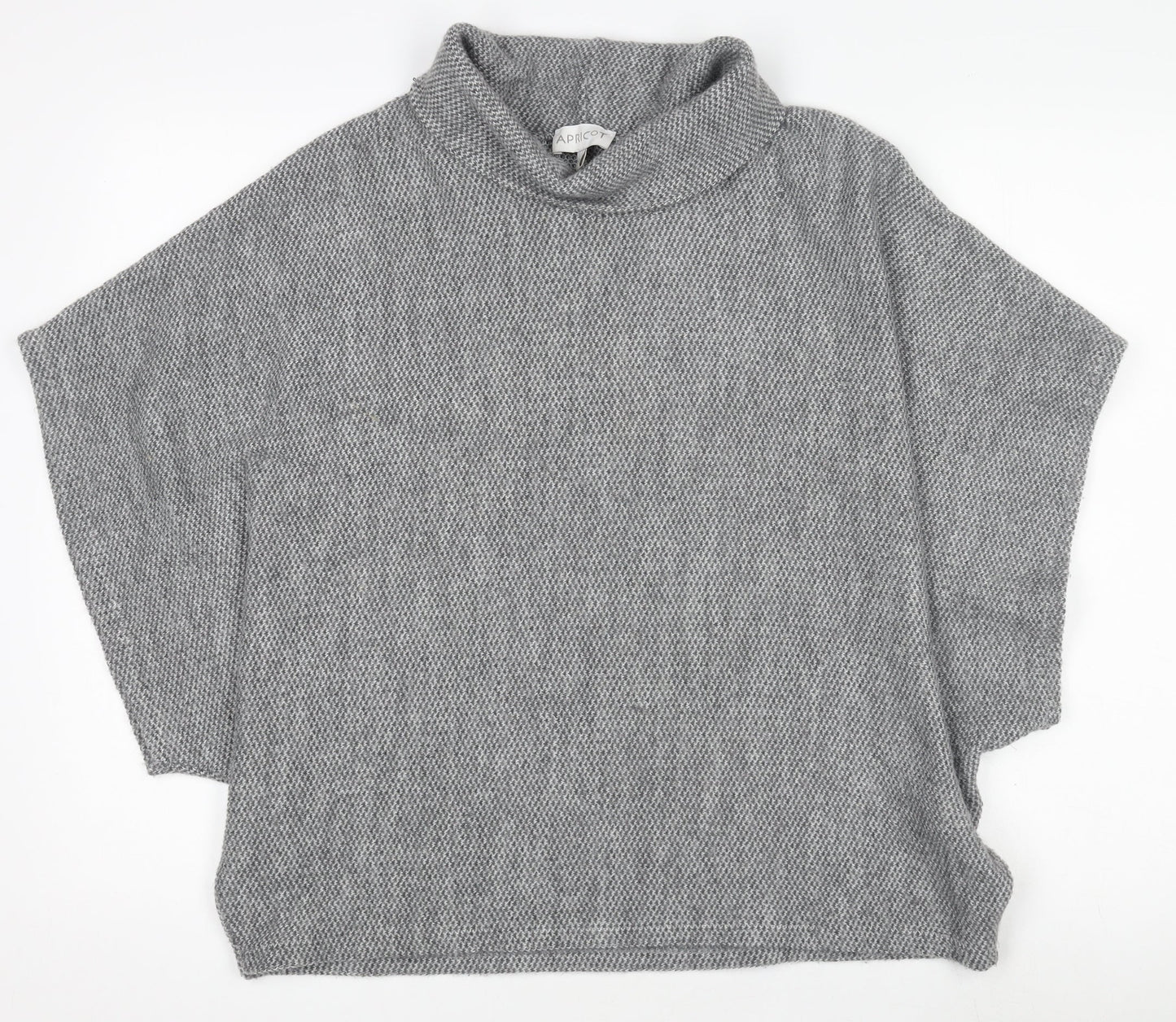 Apricot Women Grey Roll Neck Knit Tunic Top Size S Relaxed Fit