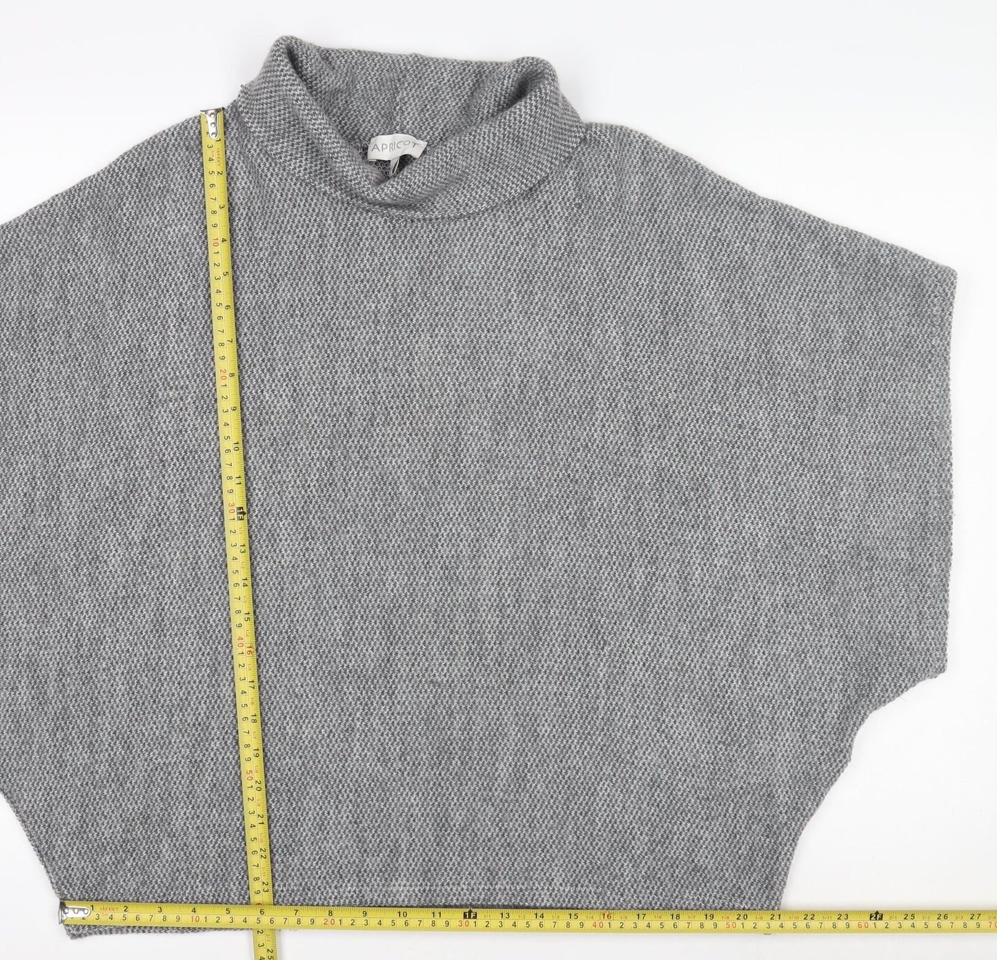 Apricot Women Grey Roll Neck Knit Tunic Top Size S Relaxed Fit
