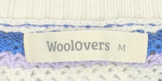Woolovers Women's Multicoloured Cotton Open-Knit Crew Neck Jumper M