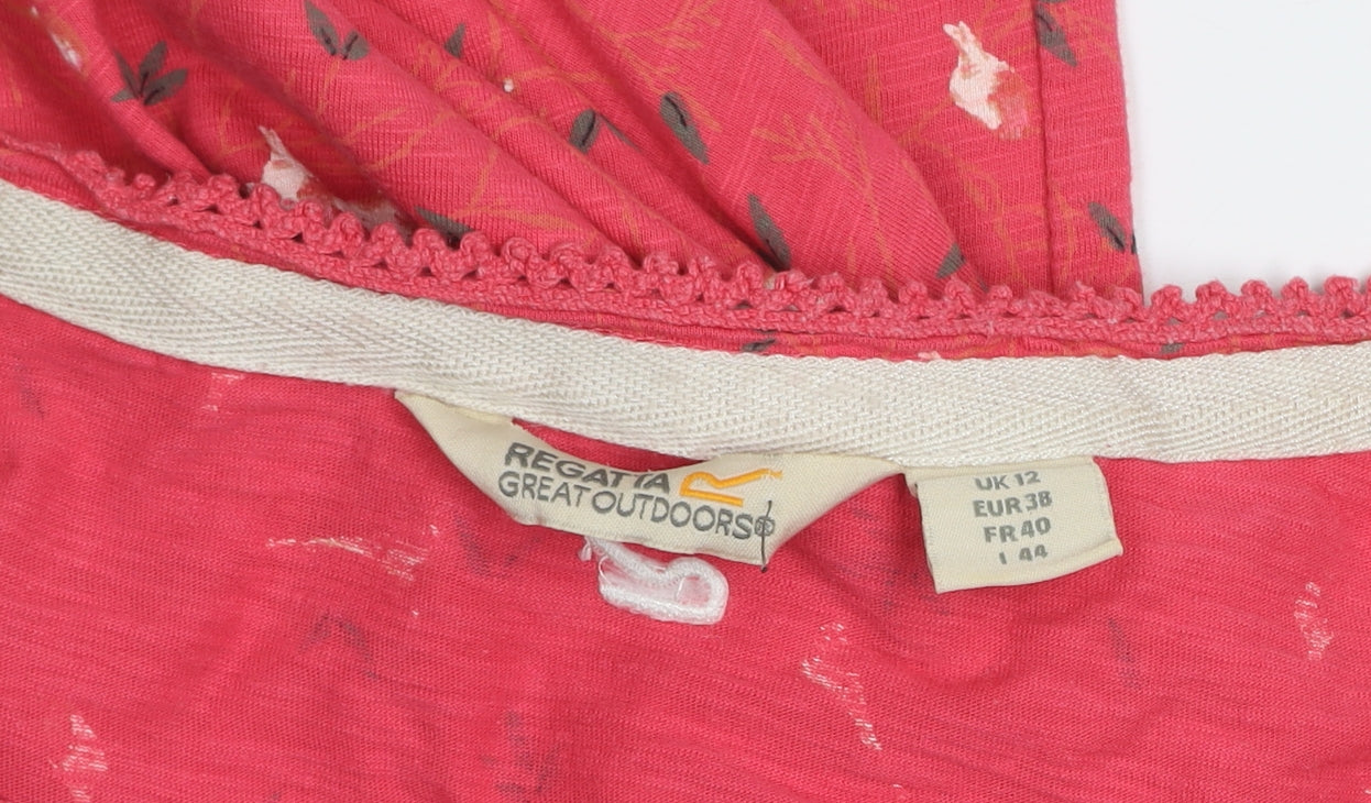 Regatta Womens Pink Cotton Floral T-Shirt UK 12 Summer Top