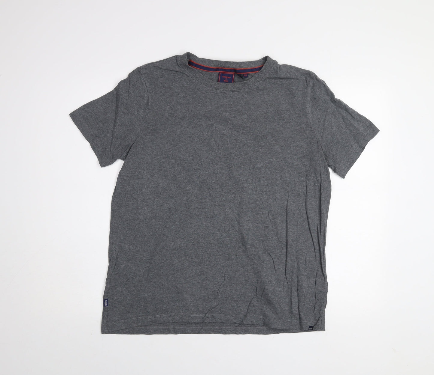 Superdry Womens Grey Basic Crew Neck Cotton T-Shirt Size 12