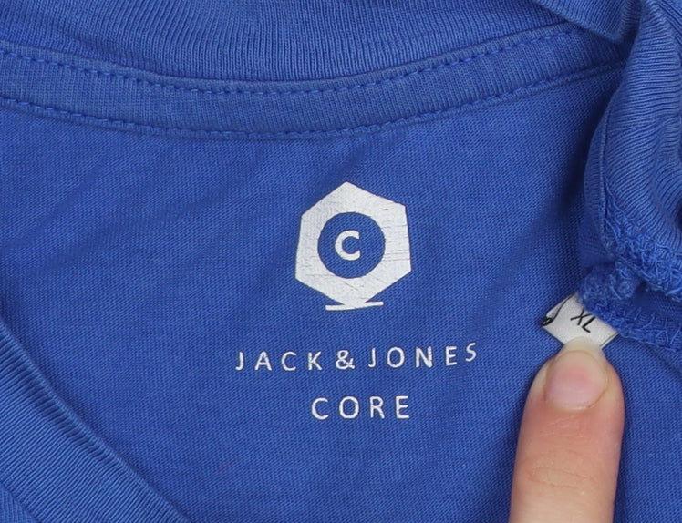 Jack & Jones Core Men's Blue XL Graphic Print Cotton T-Shirt