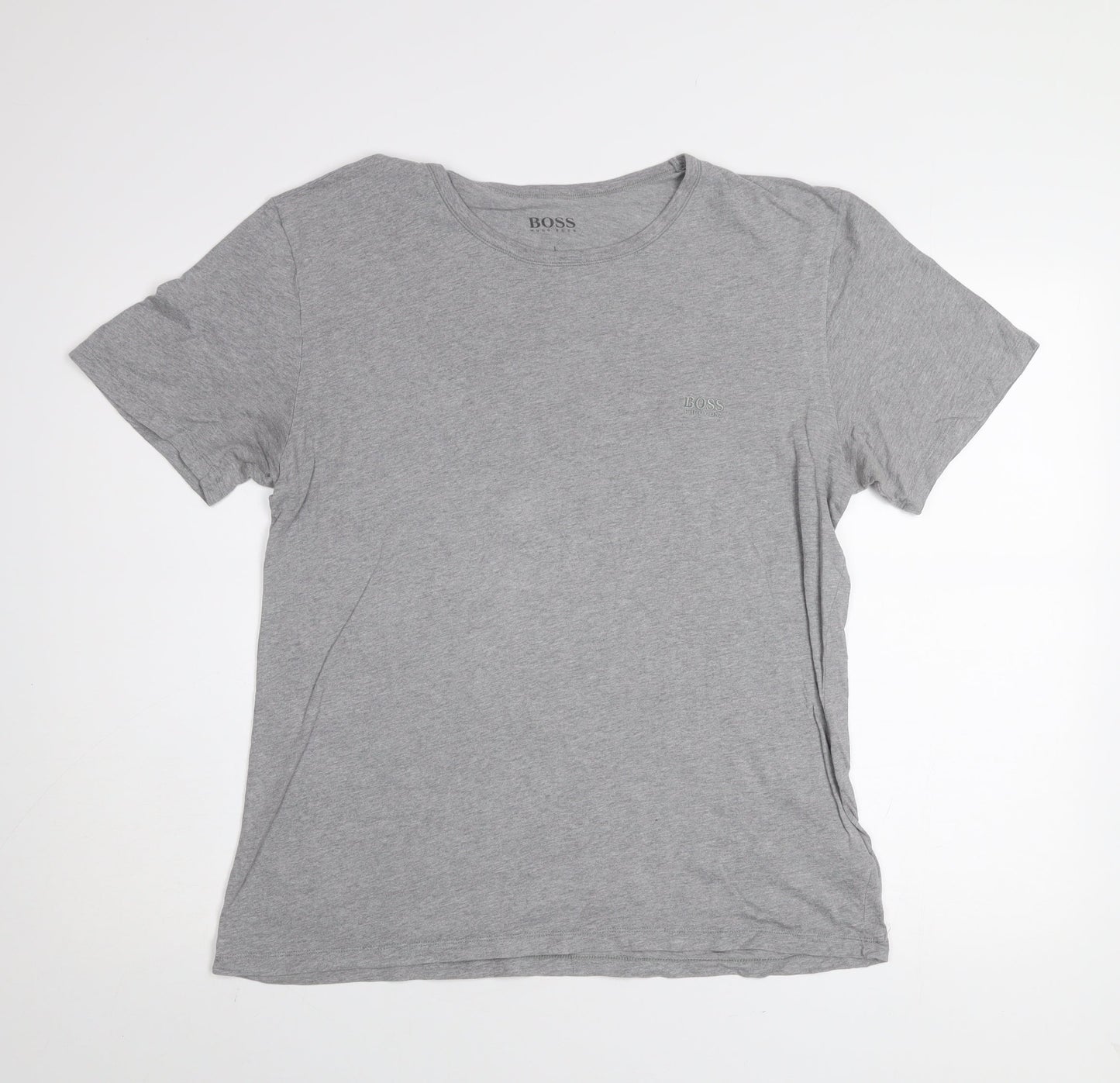Hugo Boss Men's Grey Cotton Crew Neck Short Sleeve T-Shirt Size L