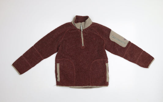 Fat Face Girls Burgundy 10-11 Years 1/2 Zip Fleece Sweatshirt