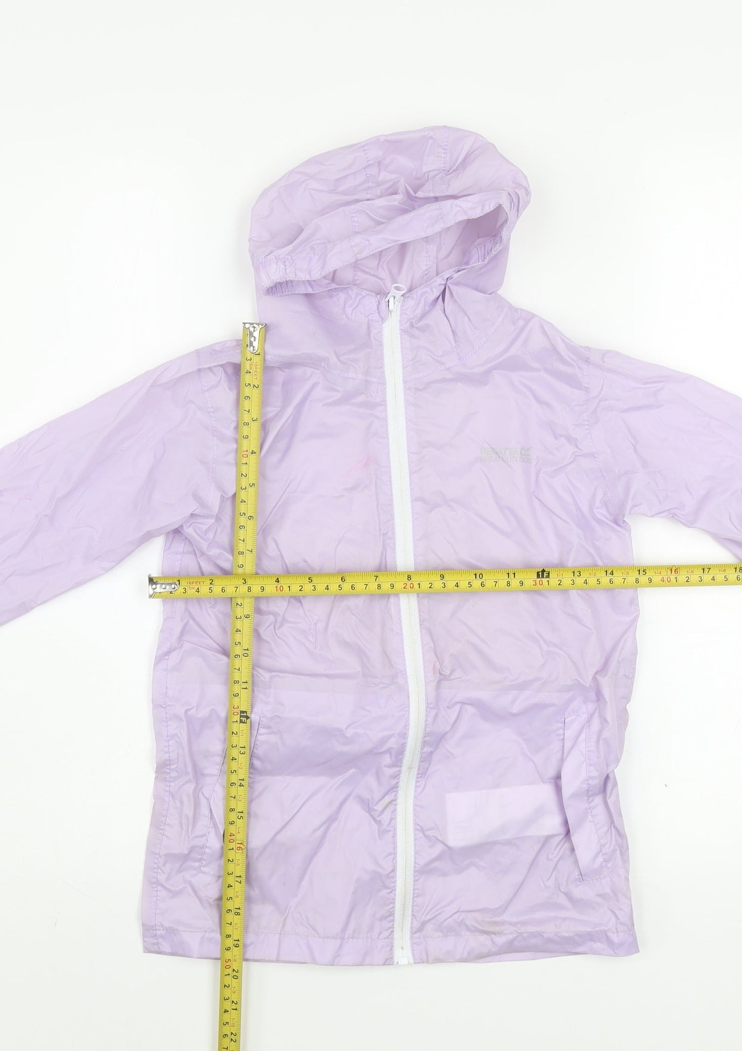 Regatta Girls Purple Waterproof Hooded Rain Coat Jacket 7-8 Years