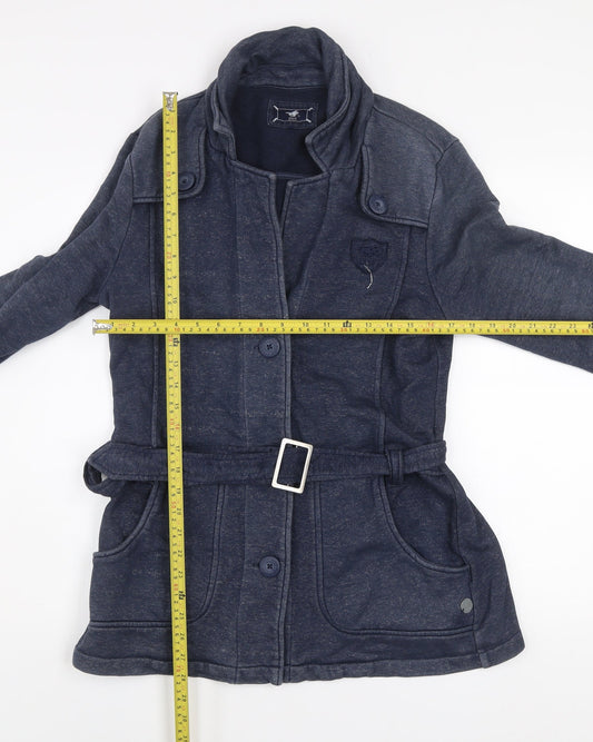 Polo Sylt Men's Blue Belted Cotton Blend Mid-Length Coat XL