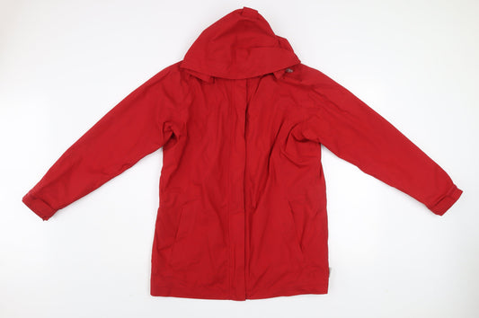 Regatta Womens Red Waterproof Hooded Rain Coat Size 14 L Long Jacket