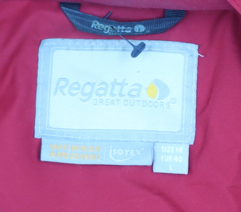 Regatta Womens Red Waterproof Hooded Rain Coat Size 14 L Long Jacket
