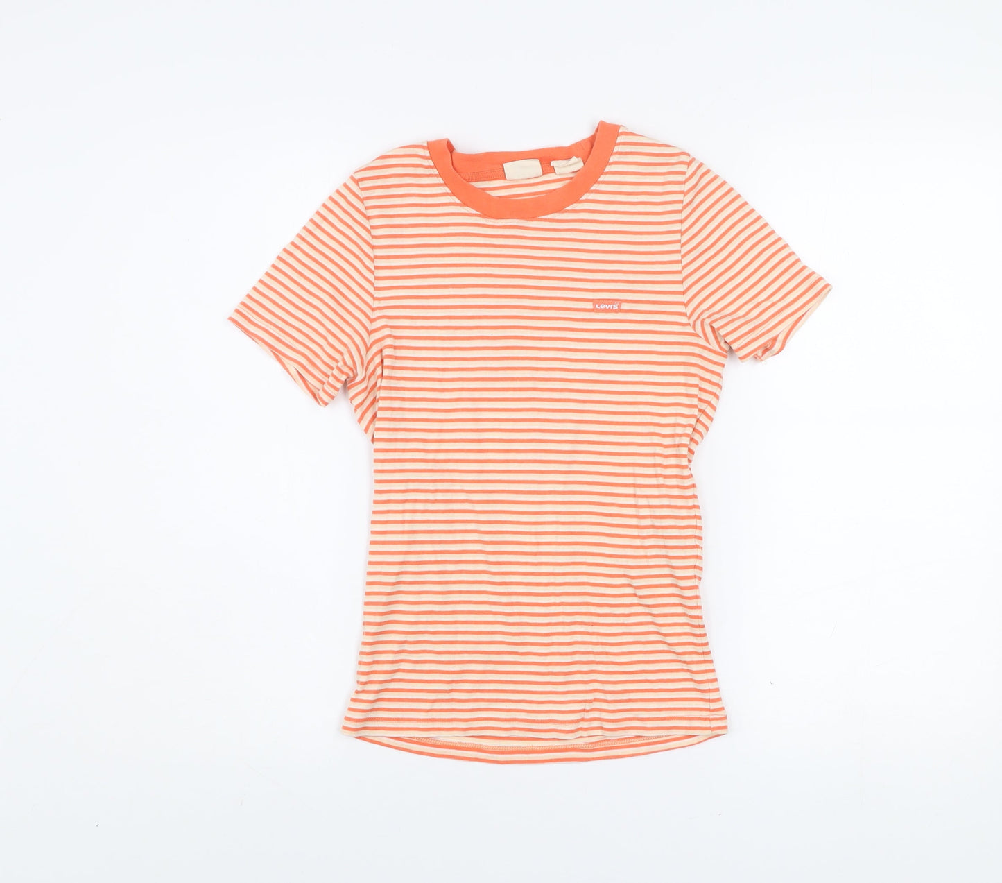 Levi's Women's Orange Striped Ringer Cotton T-Shirt Size S