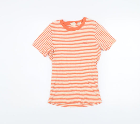Levi's Women's Orange Striped Ringer Cotton T-Shirt Size S