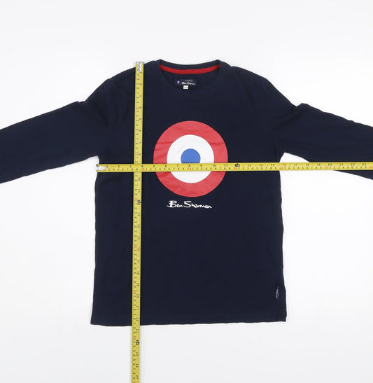 Ben Sherman Boys Navy Blue Long Sleeve Crew Neck Graphic T-Shirt Size 12-13 Years