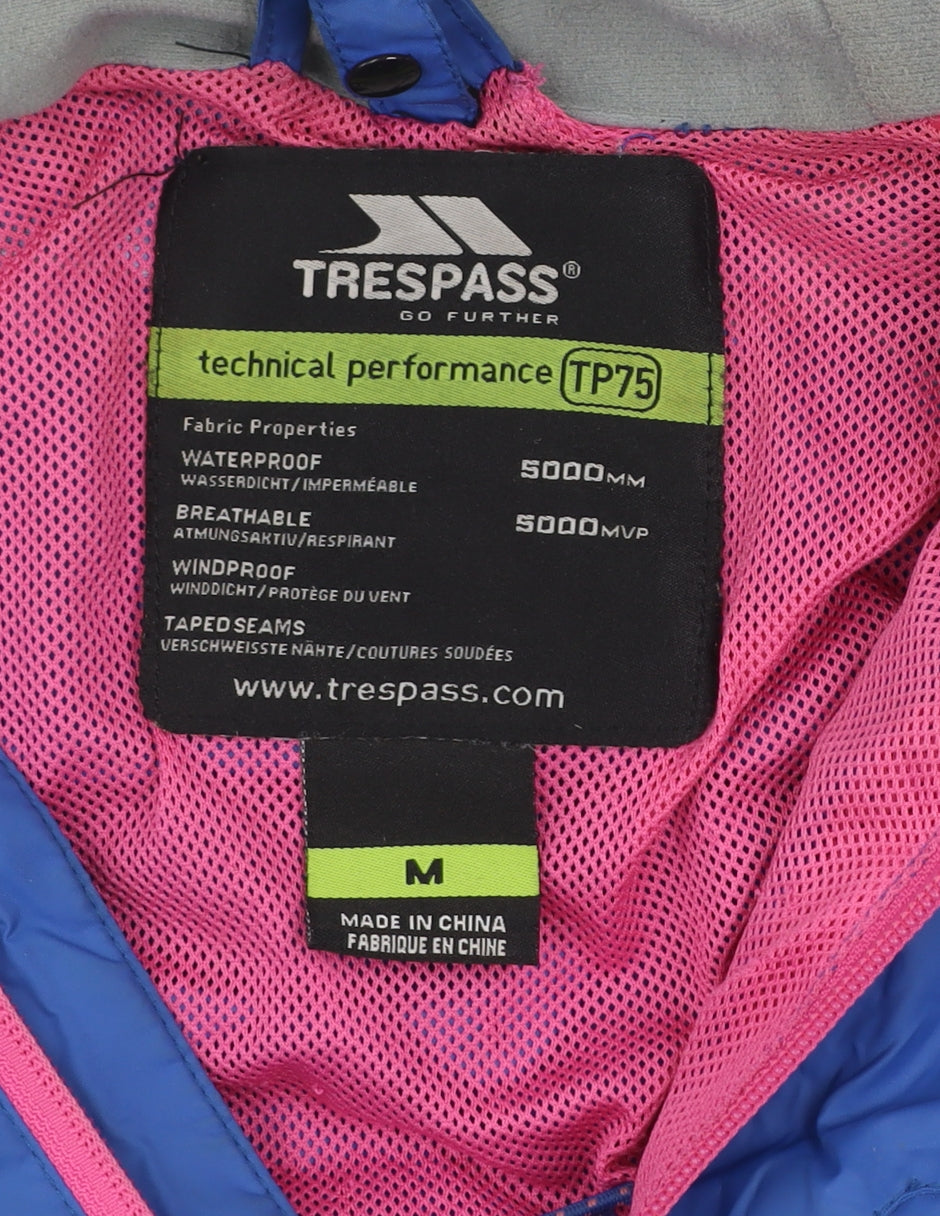 Trespass Men's Blue Waterproof Hooded Rain Coat Jacket M