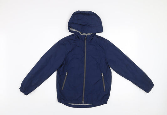 GAP Kids Boys Blue Hooded Windbreaker Jacket 8-9 Years Regular Fit