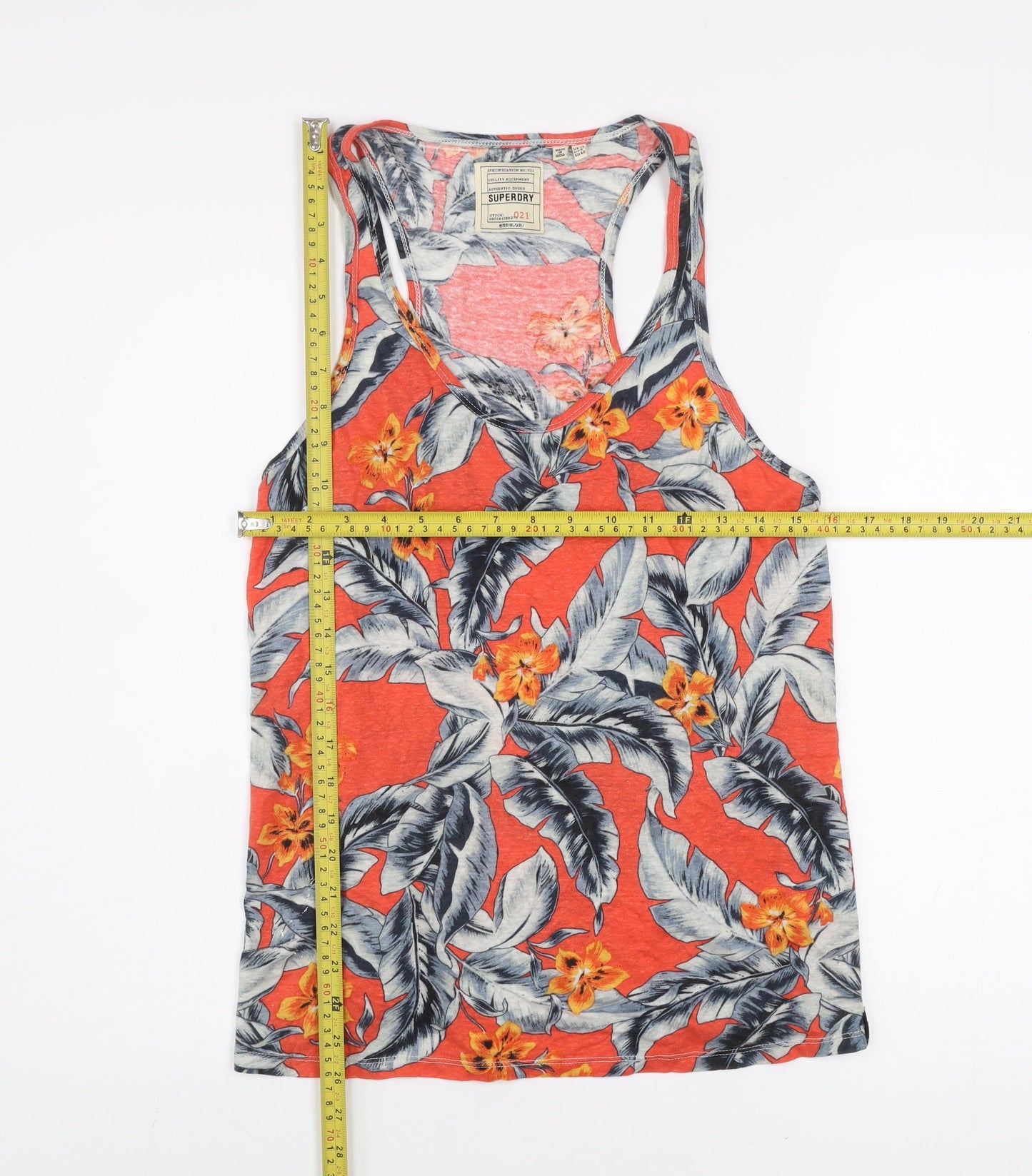 Superdry Womens Orange Floral Racerback Tank Top Size 12