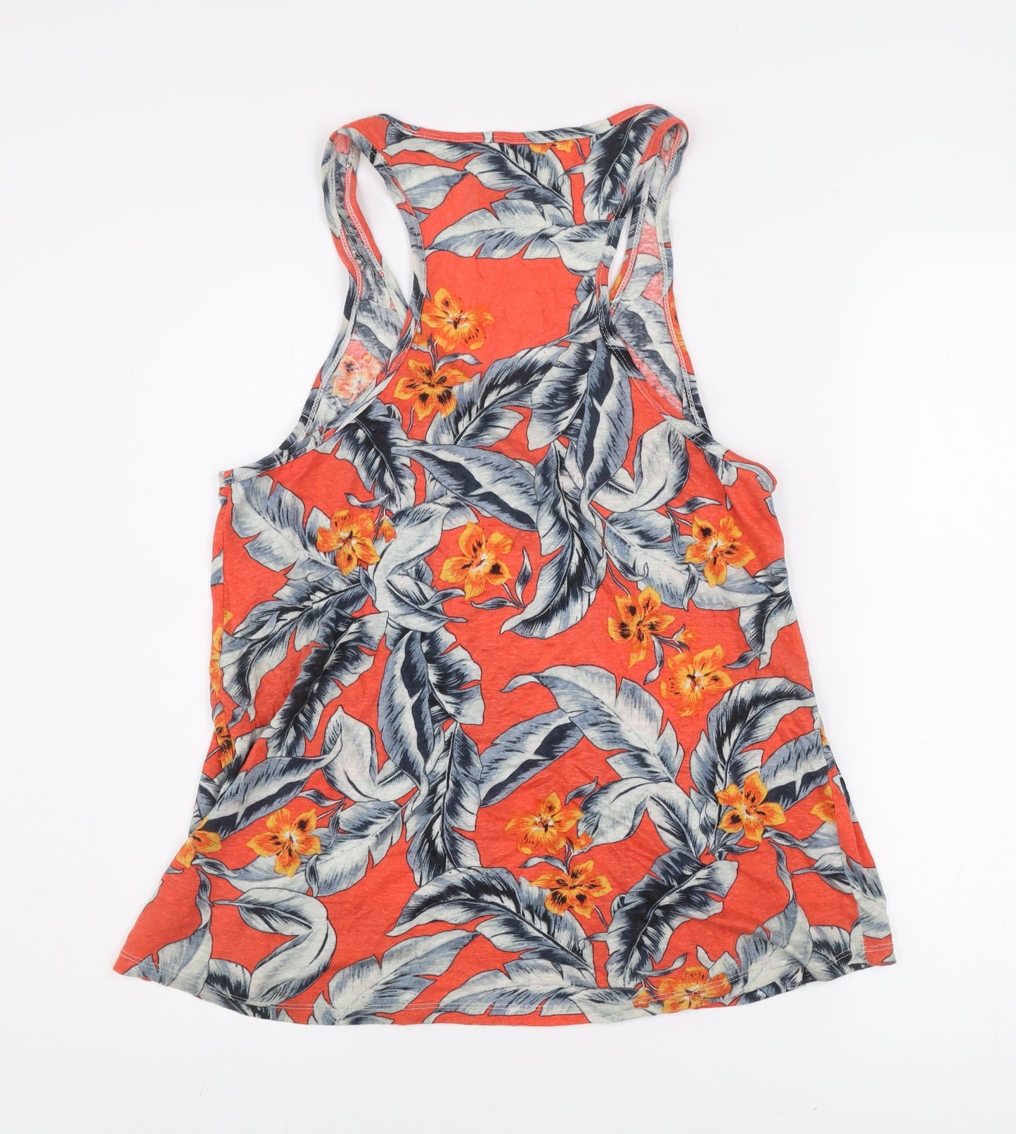 Superdry Womens Orange Floral Racerback Tank Top Size 12