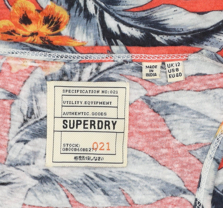 Superdry Womens Orange Floral Racerback Tank Top Size 12