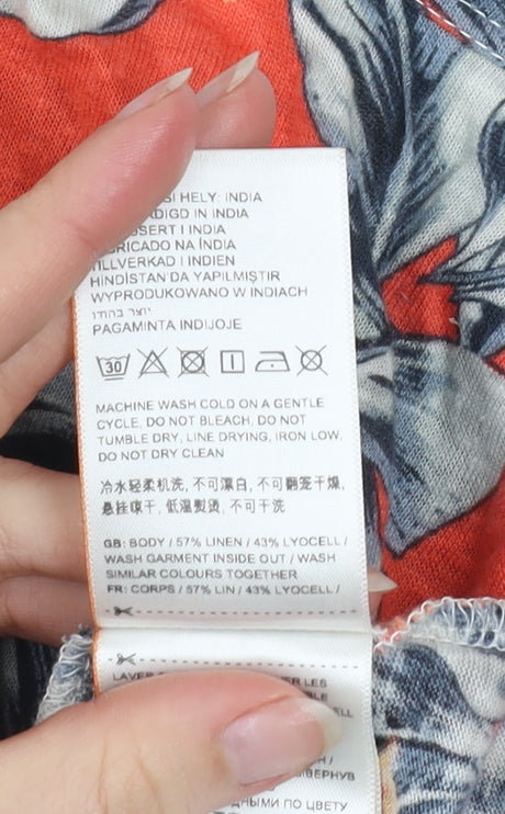 Superdry Womens Orange Floral Racerback Tank Top Size 12