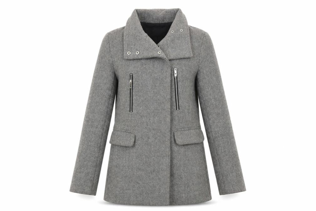 Bershka Women’s Grey Wool Blend Biker Coat XS