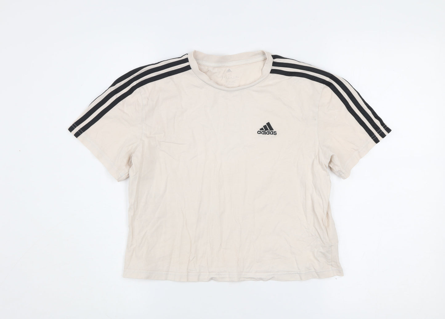 Adidas Womens Beige XS Cropped T-Shirt Short Sleeve Sports Top